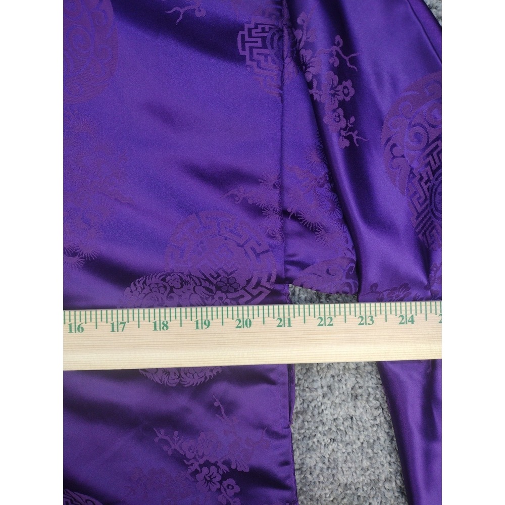 Vintage Japanese Belted Kimono Silky Dark Purple W Huge Butterfly Robe MCM 70's - Picture 15 of 16